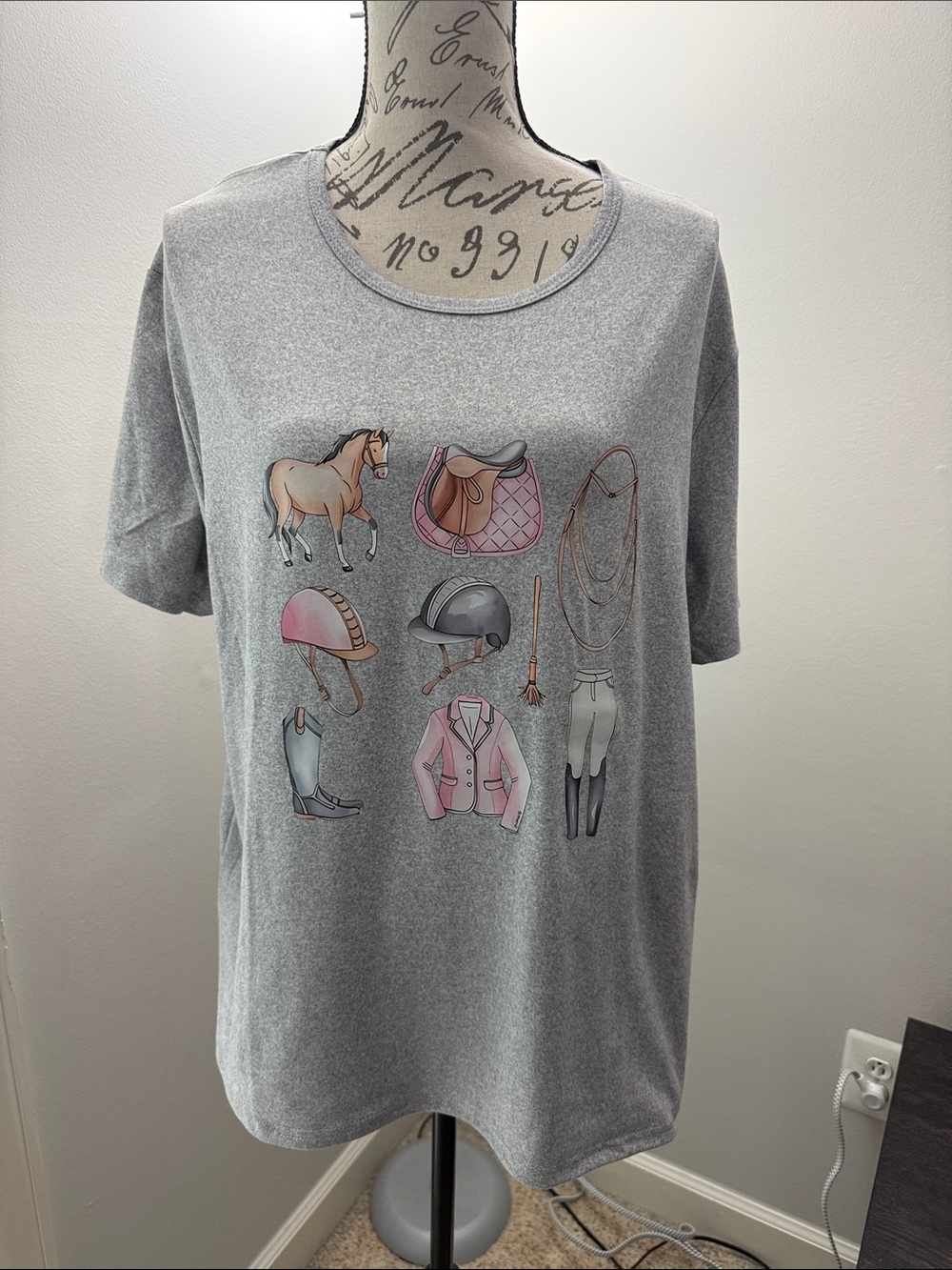 Women’s Equestrian Short Sleeve Tee with Pink Accents